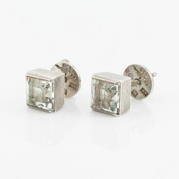 Wiwen Nilsson, earrings, sterling silver with rock crystal. Lund 1962.