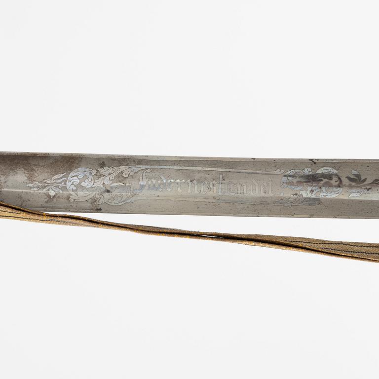 A Swedish officer's sabre, end of the 19th century, with scabbard.