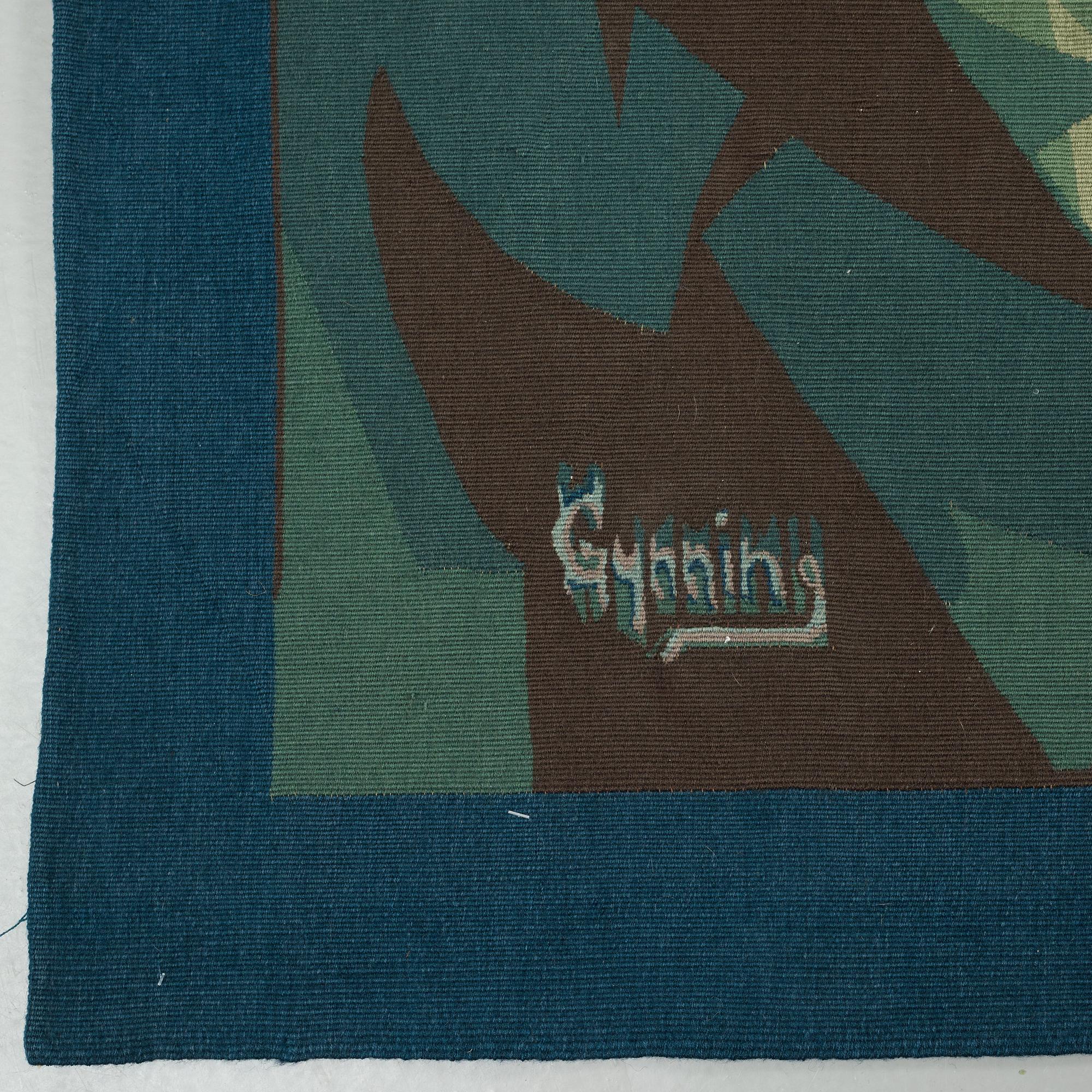 Lars Gynning, VÄVD TAPET, "Ulriksdal", gobelängteknik, ca 219 x 296
 cm, signerad Gynning PF AUBUSSON.