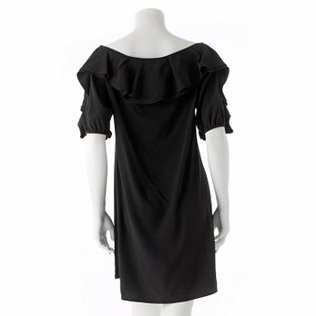 LOUIS VUITTON, a black silk dress with ruffle neck and arms. - Bukowskis