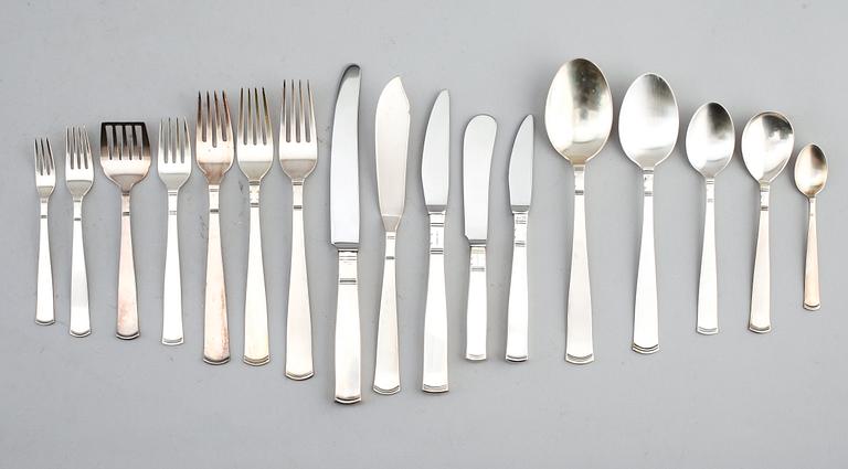 BESTICK, 89 delar, silver, "Rosenholm", 1900-talets andra hälft. Total vikt ca 3445 g.