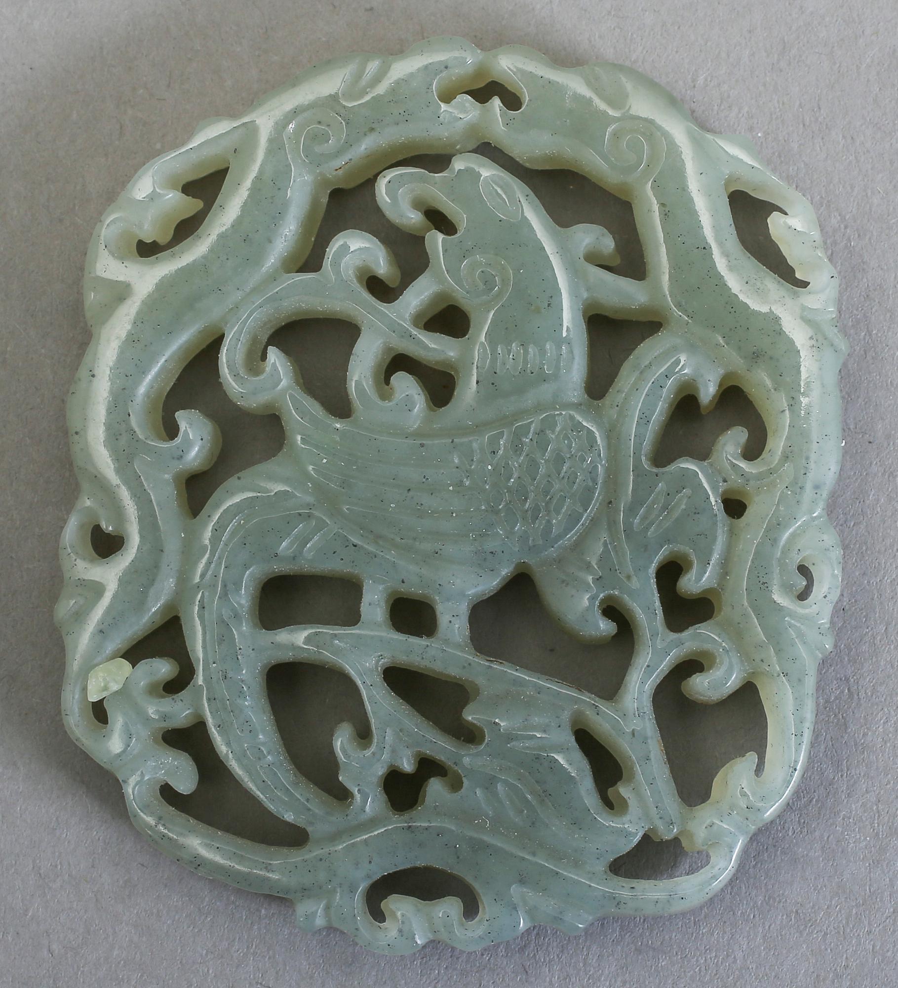 PLAKETTER, nefrit, 2 st, Kina.