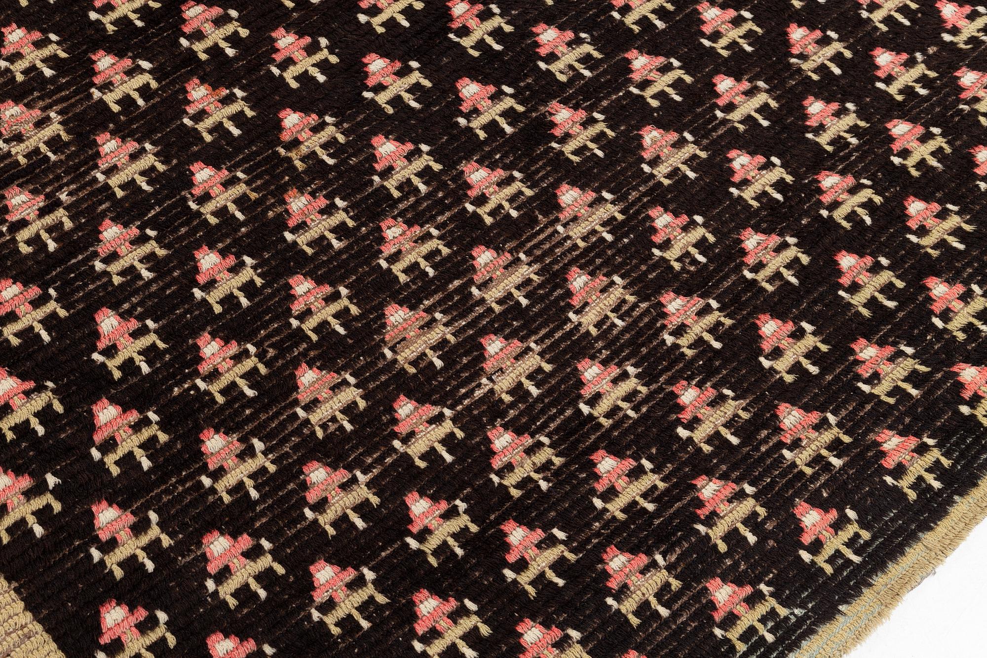 A knotted pile rug, Sweden/Finland, 18th/19th Century, c. 190 x 158 cm.