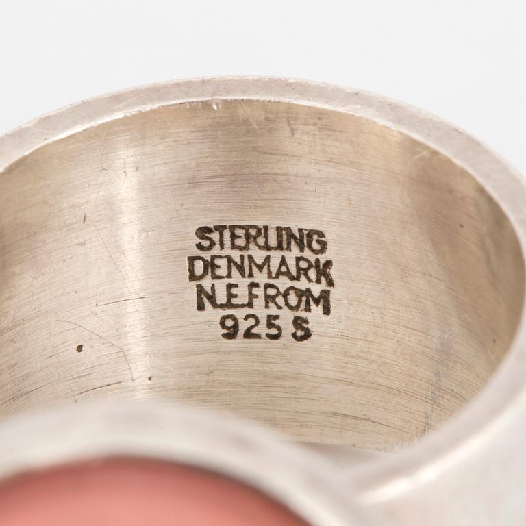 NIELS ERIK FROM, a sterling silver and rose quartz ring, Denmark.
