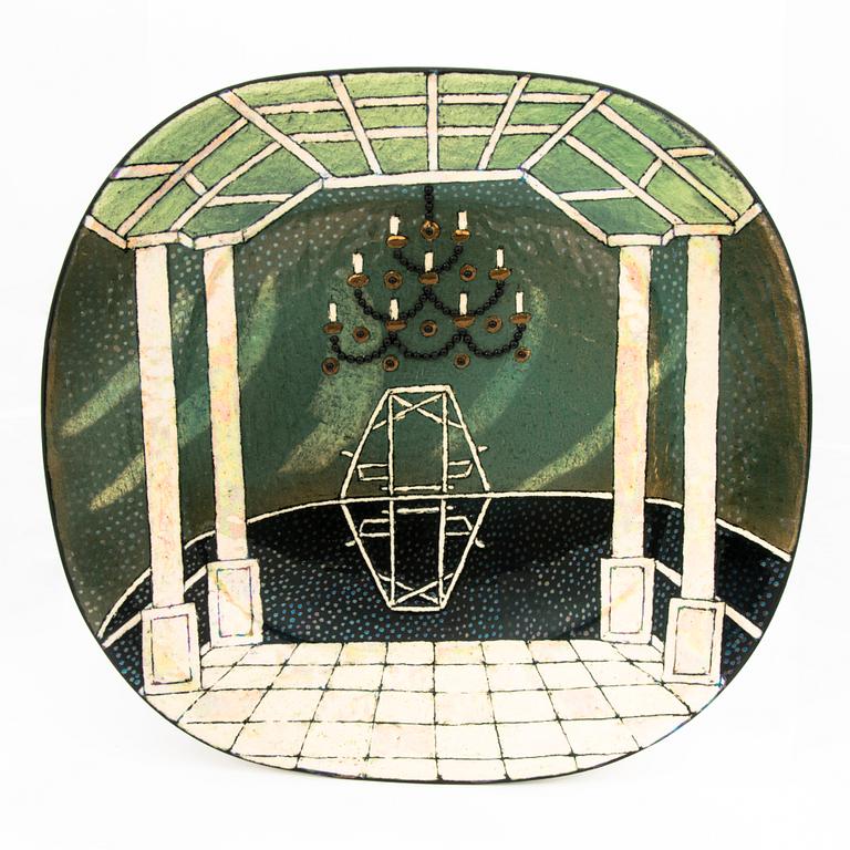 BIRGER KAIPIAINEN, a stoneware decorative dish signed Kaipiainen Arabia.