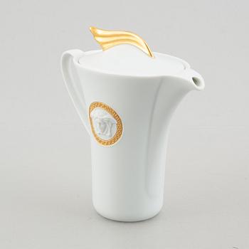 A set of eight porcelain coffee service pieces, 'Ikarus Médaillon Méandre d'Or', Versace for Rosenthal.