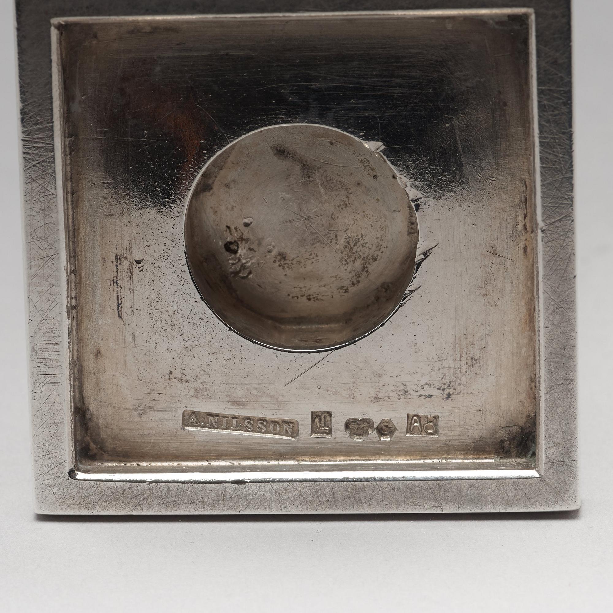 Wiwen Nilsson, a silver set with a pair of candlesticks and a cigarette case, Lund Sweden 1927-38.