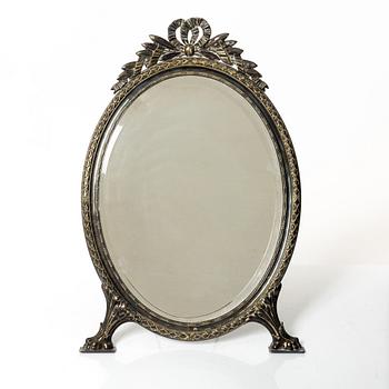 A silver plated table mirror, Gustavian style, 20th Century.