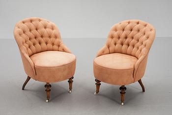 EMMAFÅTÖLJER, 2 st, sent 1800-tal.