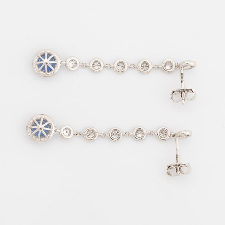 Sapphire and diamond earrings.