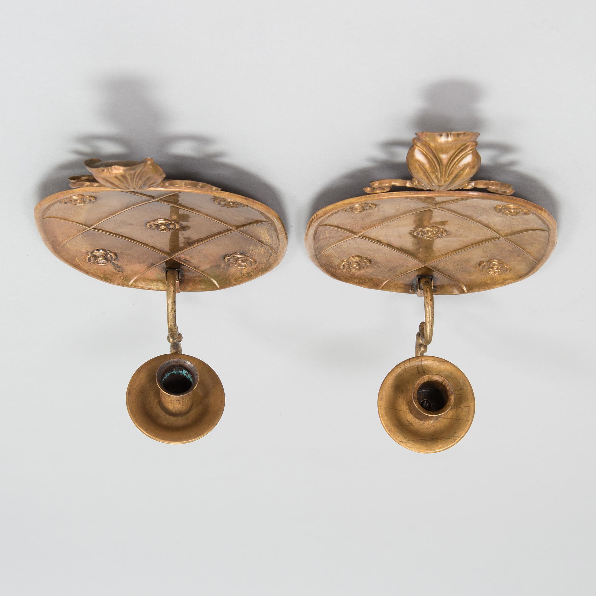 Paavo Tynell, a pair of 1920's wall sconces '7011' for Taito Finland.