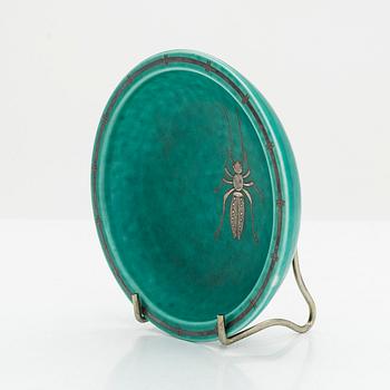 Wilhelm Kåge, fat, 2 st, samt vas "Argenta", Gustavsberg.