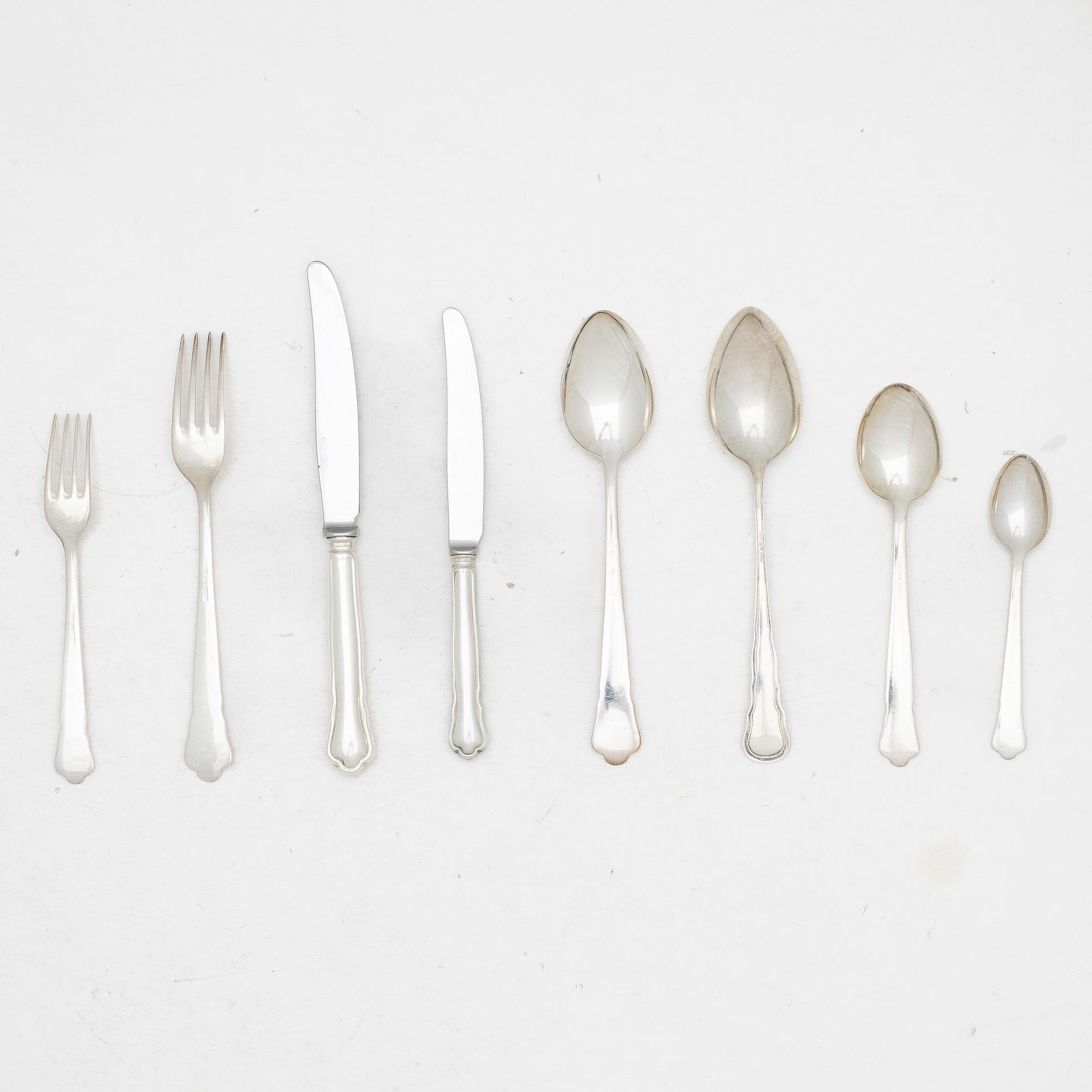 A 70-piece silver flatware set, mostly 'Chippendale' GAB, Sweden, Eskistuna, Sweden, 1988-1990.