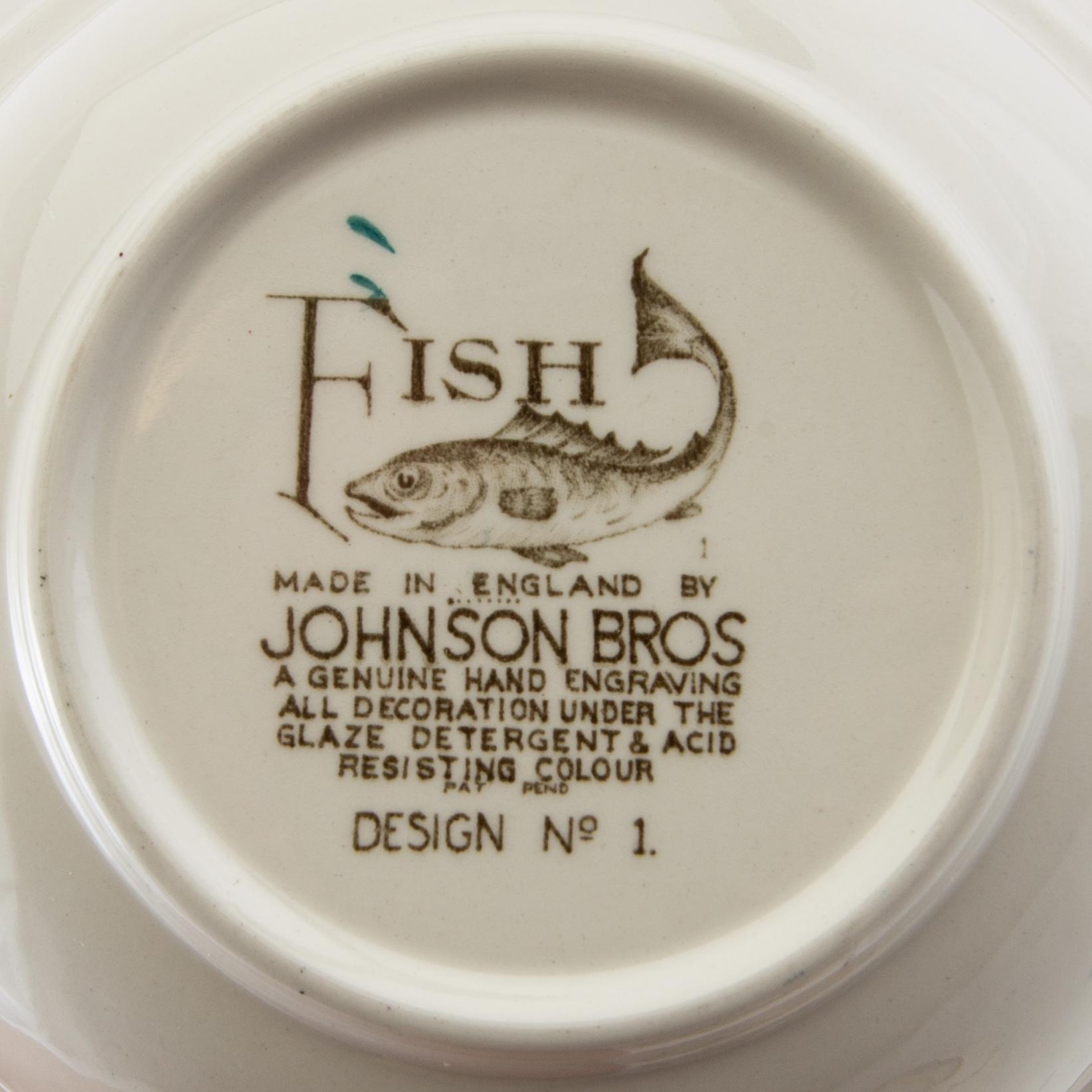Service 18 pcs "Fish" Johnson Bros England, ironstone, first half/mid 20th century.