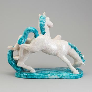 GOLDSCHEIDER, an earthenware craquelure glazed sculpture of horses, Austria.