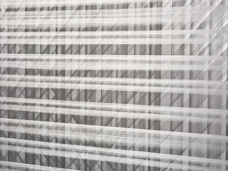 Sophie Tottie, "White Lines (steel drawing) rattan texture".