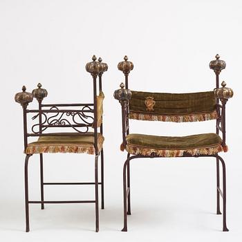 A pair of presumably Spanish armchairs, 19th century.