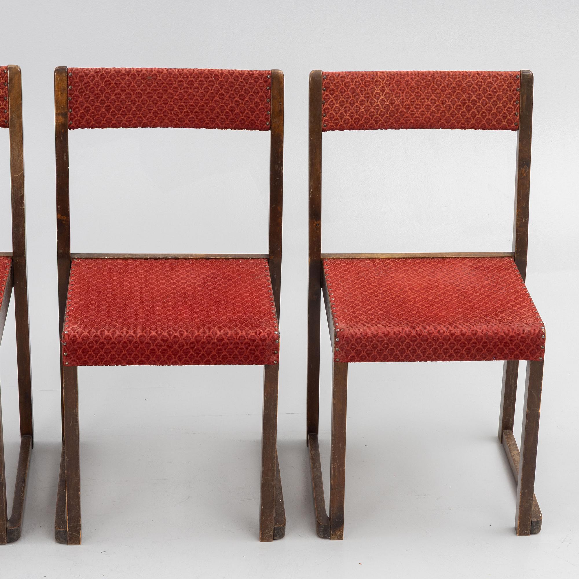 Sven Markelius, Chairs, 4 pcs, so-called "Orchestra Chairs", mid-20th century.