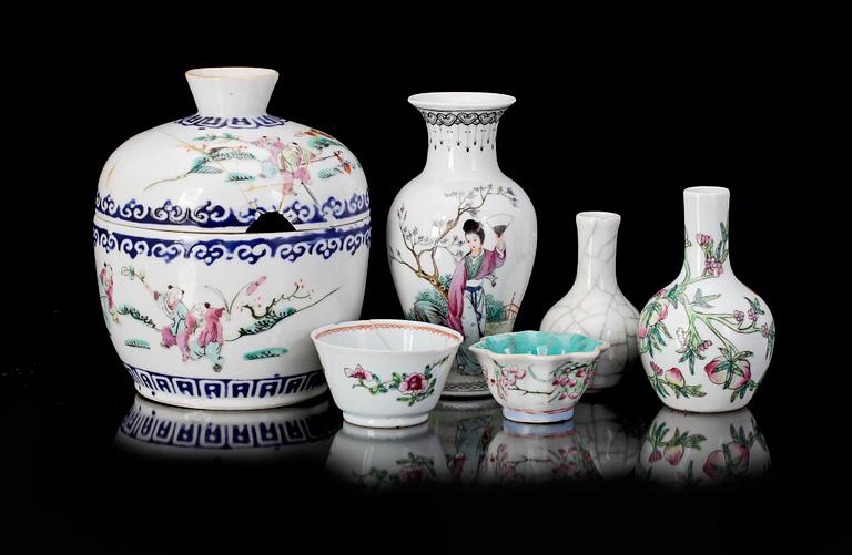 PARTI PORSLIN, 6 delar, Kina, 1800/1900-tal.