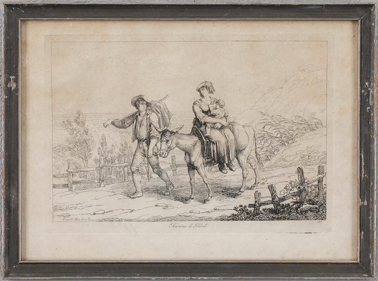 BARTOLOMEO PINELLI, efter, 3 st, kopparstick, 1800-tal.