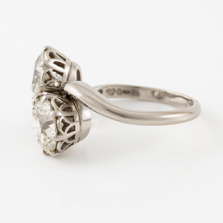 A W.A. Bolin ring in platinum set with two old-cut diamonds.