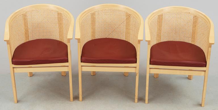 FÅTÖLJER, 3 st, ur "Konge-serien", Rud Thygessen & Johnny Sörensen för Bolium, 1900/2000-tal.