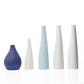 Stig Lindberg, Five stoneware vases, Gustavsberg.
