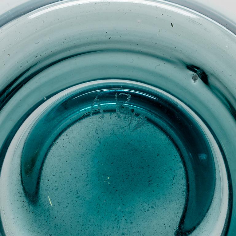 ALEKSI PUUSTINEN, A three-piece glass candleholder, signed.