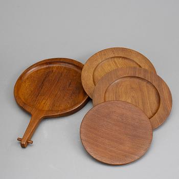 PARTI SERVERINGSDELAR, teak, 9 delar, Danmark och Sverige, 1900-talets andra hälft.