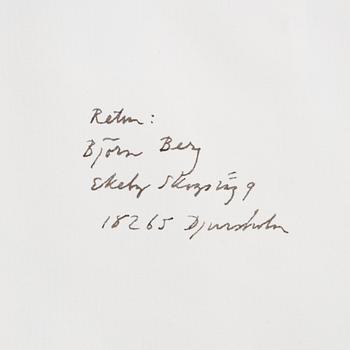 BJÖRN BERG, tuschteckning och akvarell på papper "Emil i Lönneberga".