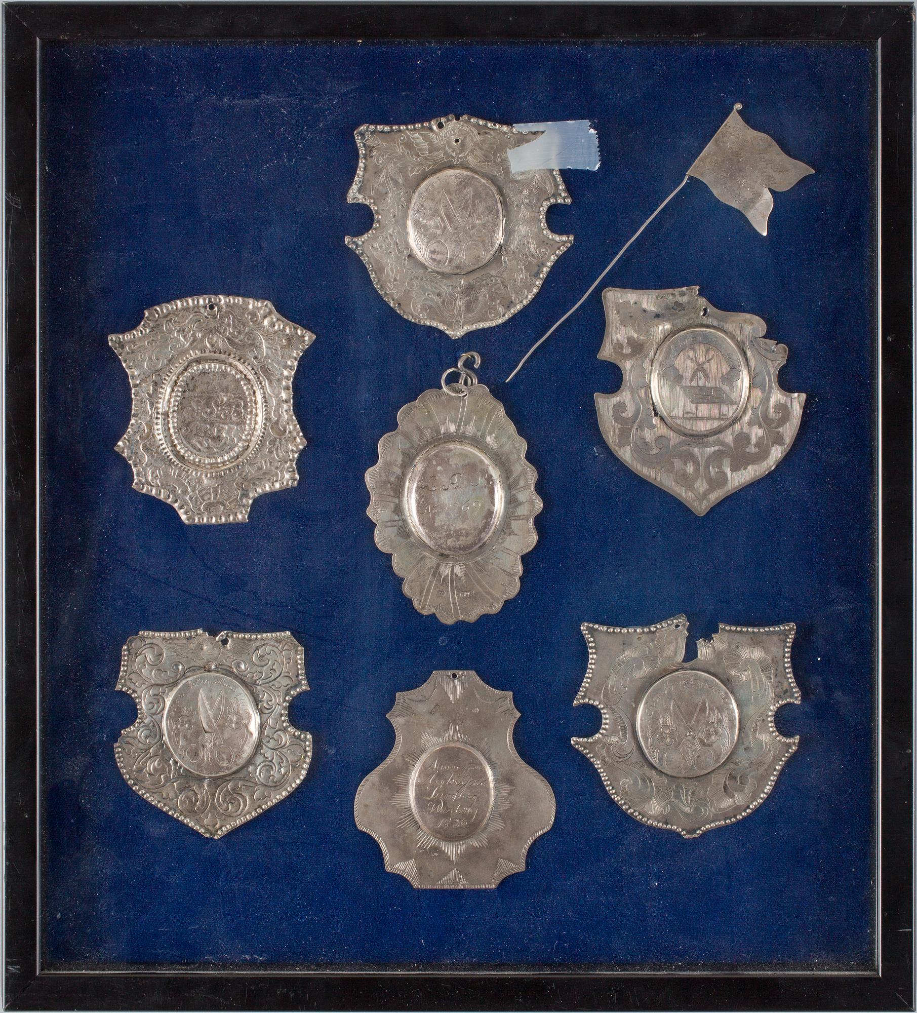 PLAKETTER, 6 st, silver, Sverige, 1700/1800-tal.