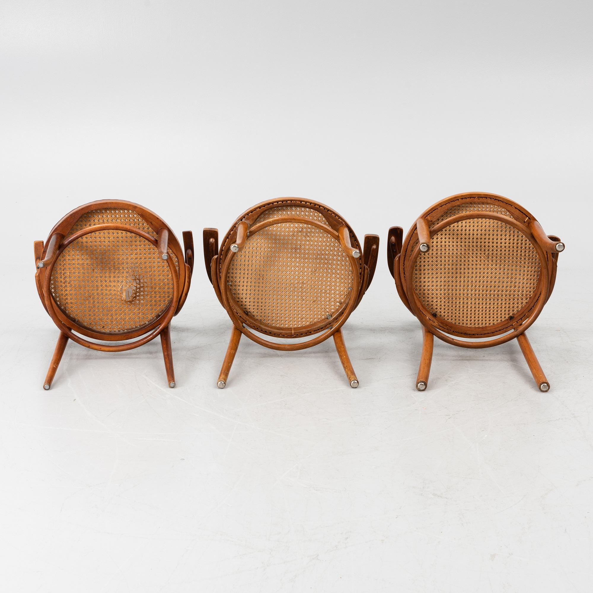 Armchairs, 6, model no. 3, Thonet, first half of the 20th century.