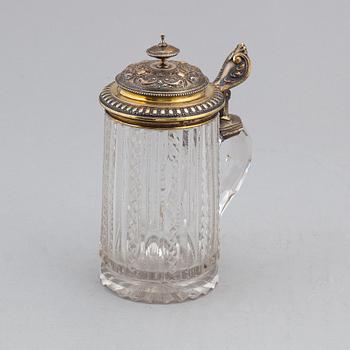 GUSTAF MÖLLENBORG, a silver gilt and cut glass tankard, Stockholm, 1879.