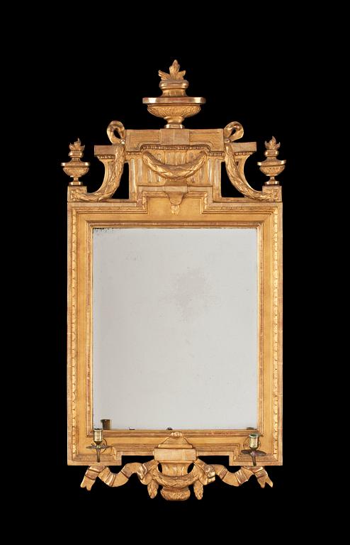 A Gustavian two-light girandole mirror by C. G. Fyrwald, master 1776.