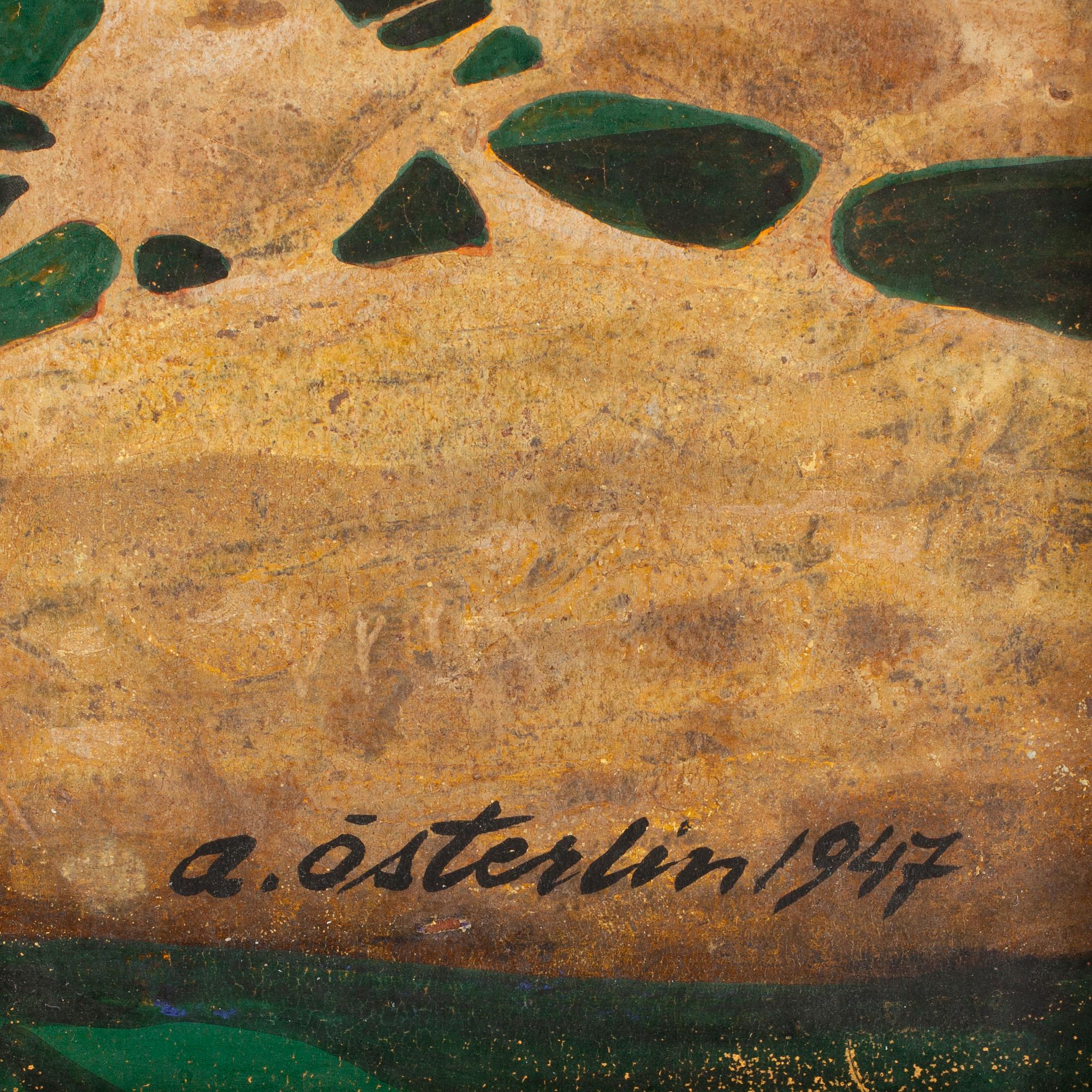 ANDERS ÖSTERLIN, blandteknik på pannå, sign o dat 1947.