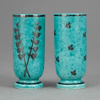 MINIATYRER/VASER, 2 st, "Argenta", Wilhem Kåge, Gustavsberg, 1900-talets andra hälft.