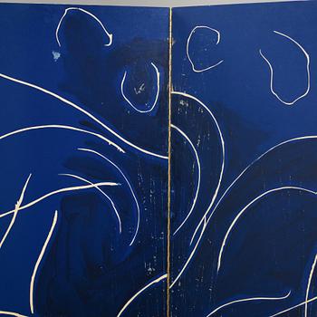 Steven Sorman, Woodcut, lithograph & screenprint on Okawara handmade paper mounted to wood screen, signed.