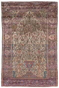 460. An antique Feraghan silk prayer rug, West Persia, c. 200 x 130 cm.