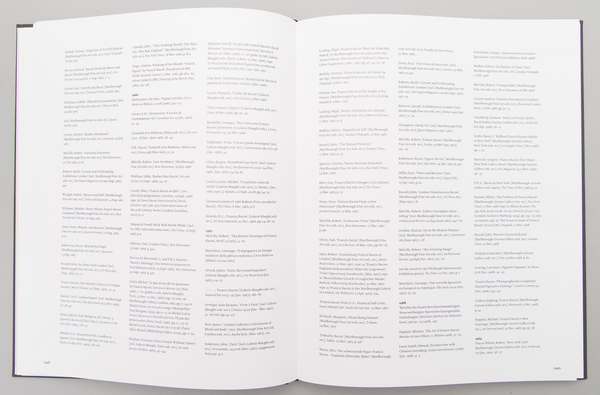 A book series five volumes " "Francis Bacon, Catalogue Raisonné".