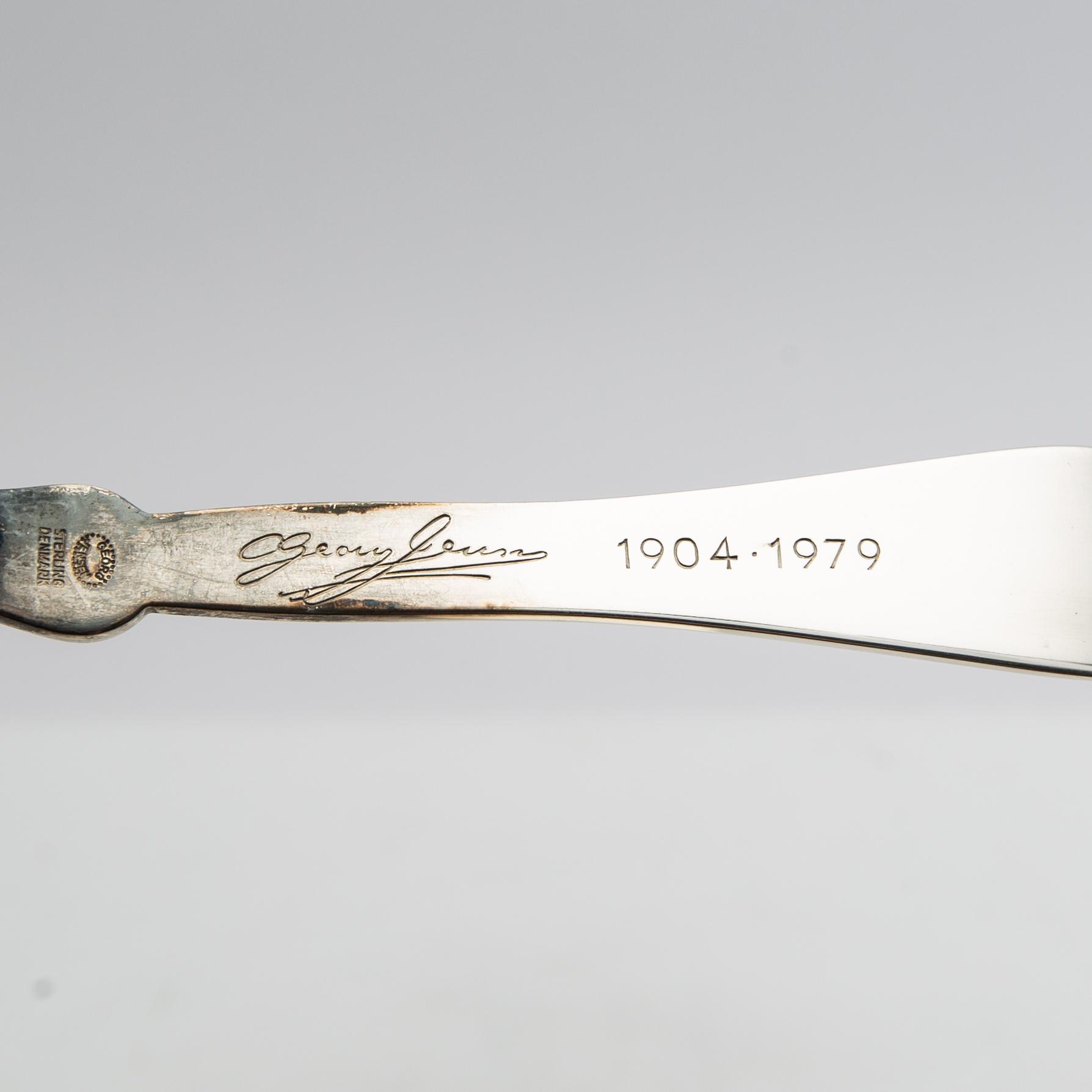 Georg Jensen, anniversary cutlery 6 dlr sterling silver and carnelian 1979 Denmark.