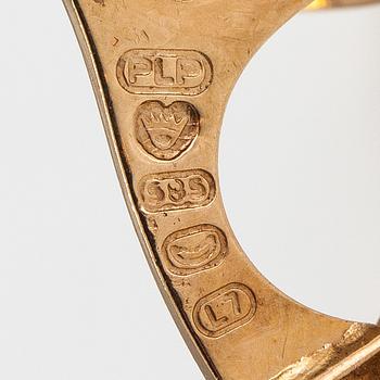 Manschettknappar, 14K guld och rökkvarts. Alppikulta, Helsingfors 1964.