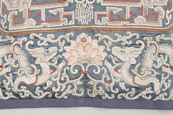 A Chinese silk embroidery, late Qing dynasty.