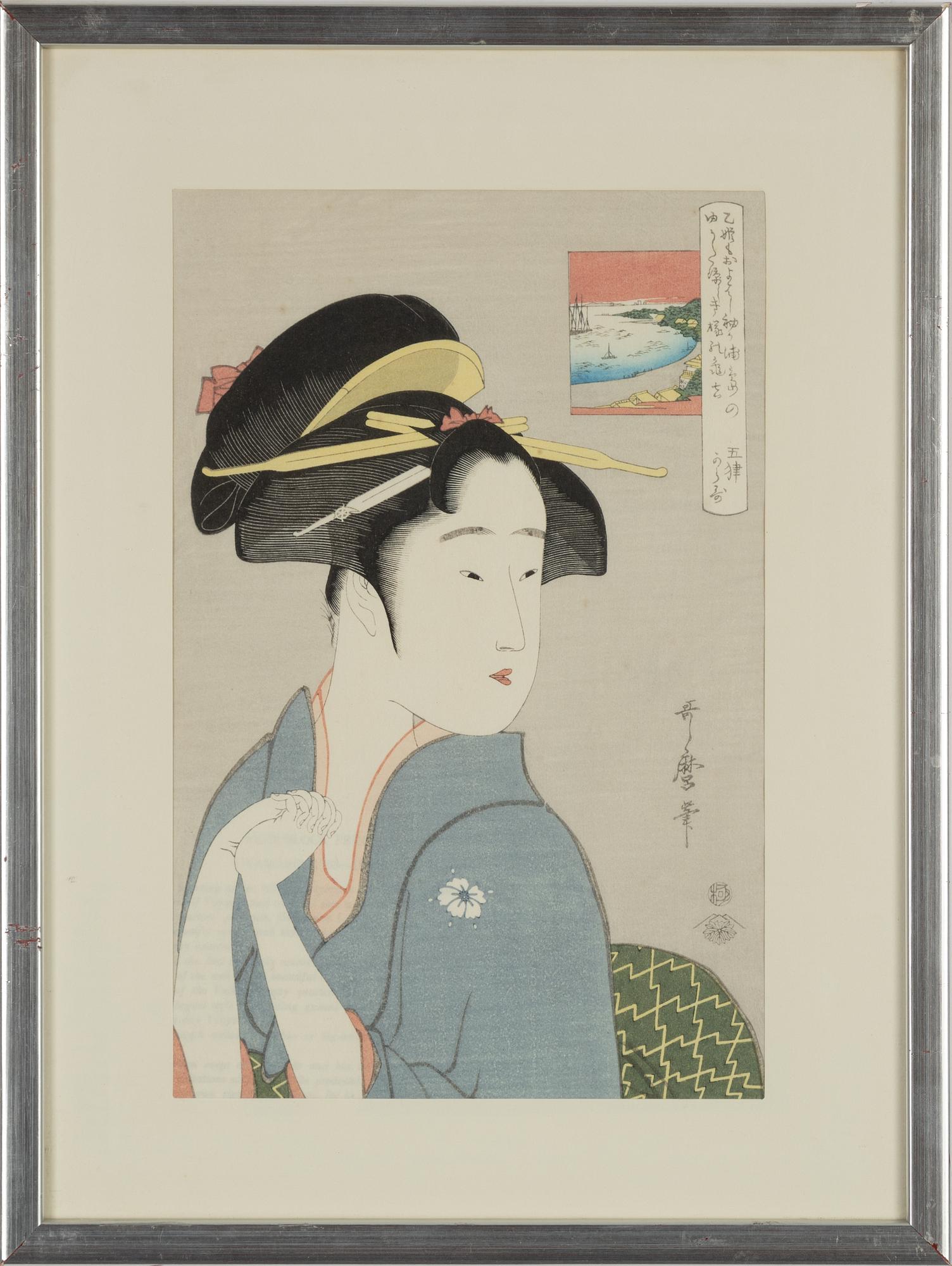Kitagawa Utamaro, after, a woodblock print in colours, later part of the 20th Century.
