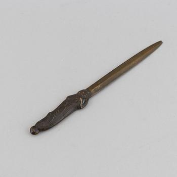 Seal stamp and a letter knife. Bronze 27 cm, 9.5 cm and 8.5 cm.