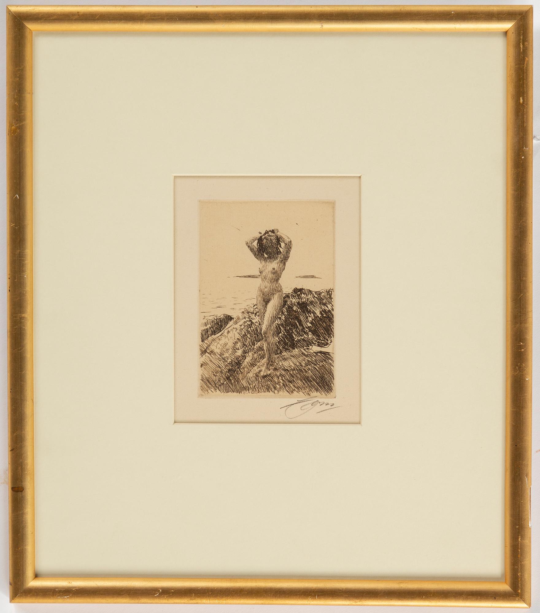 ANDERS ZORN, etsning, 1914, signerad med blyerts.