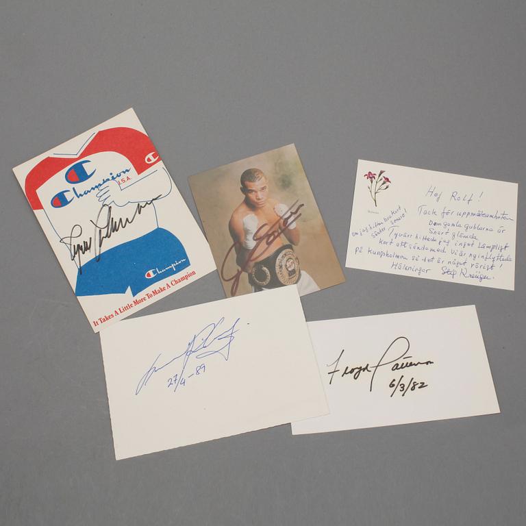 AUTOGRAFER AV BOXARE, 5 st, främst Floyd Patterson och Ingemar Johansson.