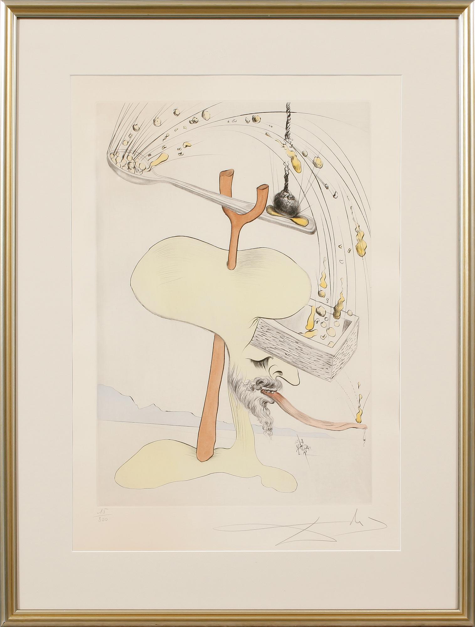SALVADOR DALÍ, torrnål kolorerad med stencil, signerad och numrerad 15/300.