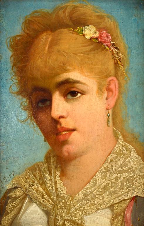 Alexander Antonovich Rizzoni, GIRL WITH FLOWERS IN HER HAIR.