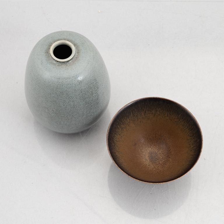 Erich & Ingrid Triller, A stoneware bowl and vase, Tobo.