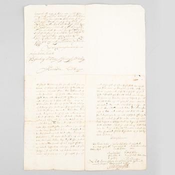 Handskrift (1748) med två fina vaxsigill.